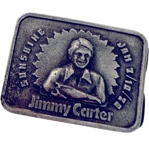 Bergamot Brass Works Vintage 70s Jimmy Carter Belt Buckle Mens Silver Democrat